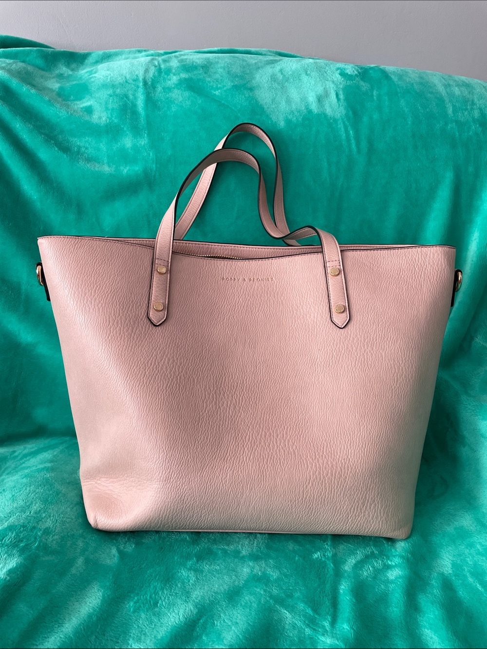 Poppy and Peonies Blush Pink Leather Work Tote
